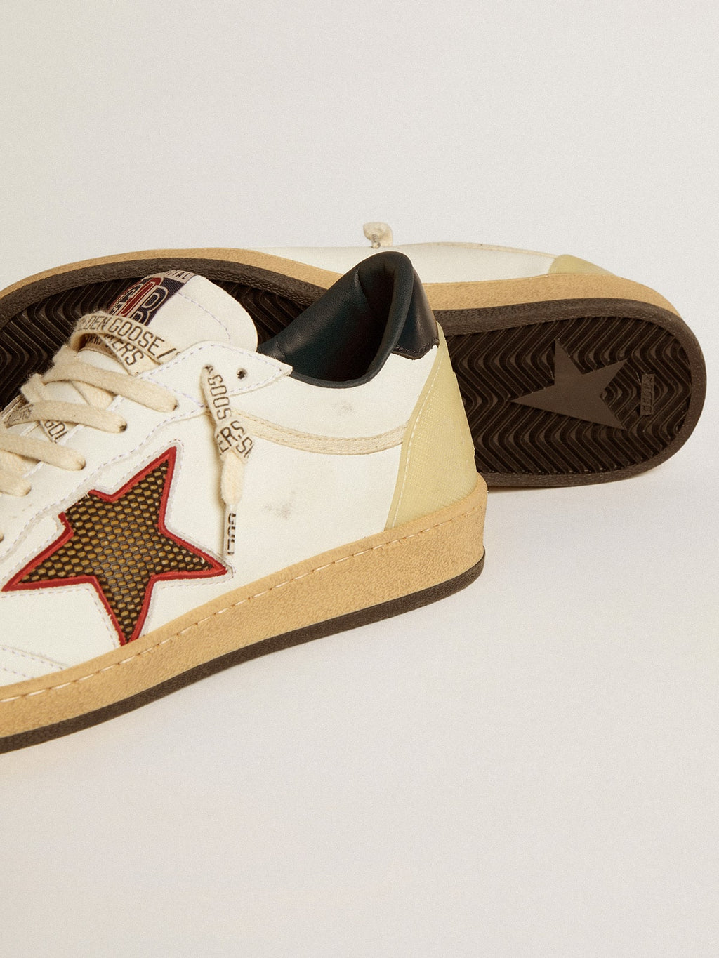 Women's Ball Star LTD with mesh star and midnight blue leather heel tab| Golden Goose