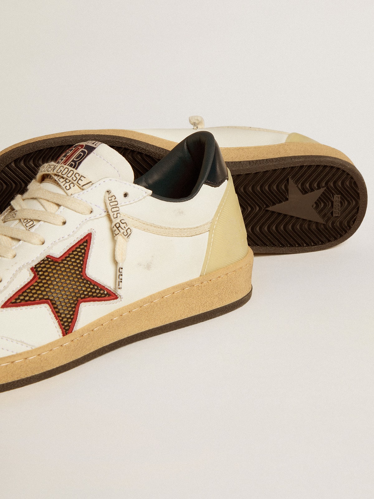 Women's Ball Star LTD with mesh star and midnight blue leather heel tab| Golden Goose