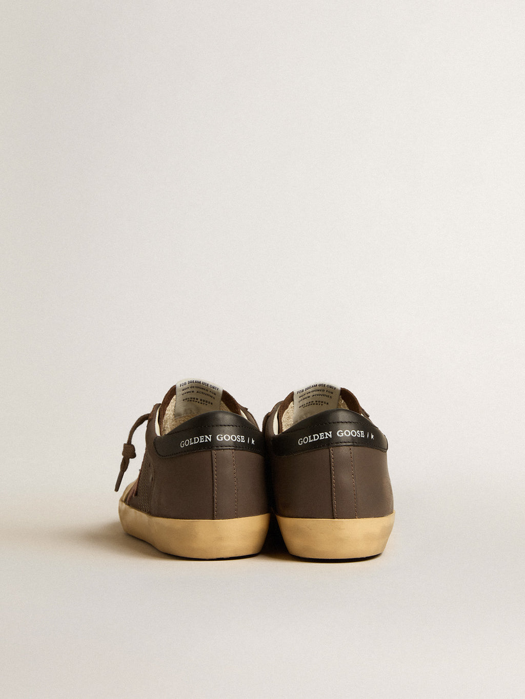 Super-Star Penstar LTD in brown leather with pink suede star| Golden Goose