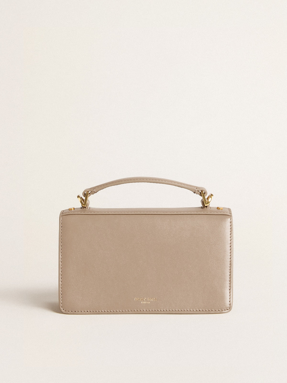 Small Venezia Bag in beige boarded leather with gold details| Golden Goose