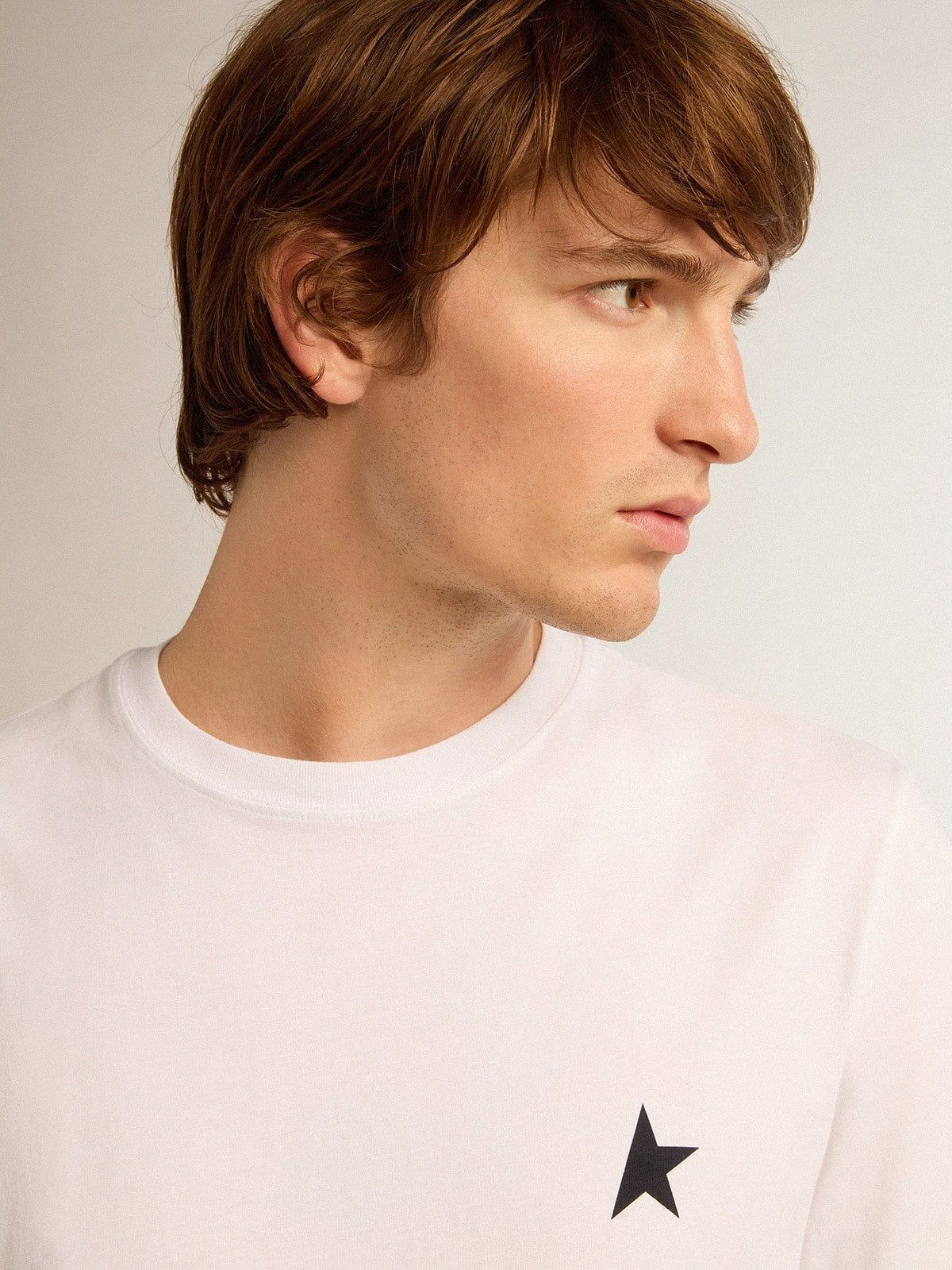 White Star Collection T-shirt with black star on the front| Golden Goose