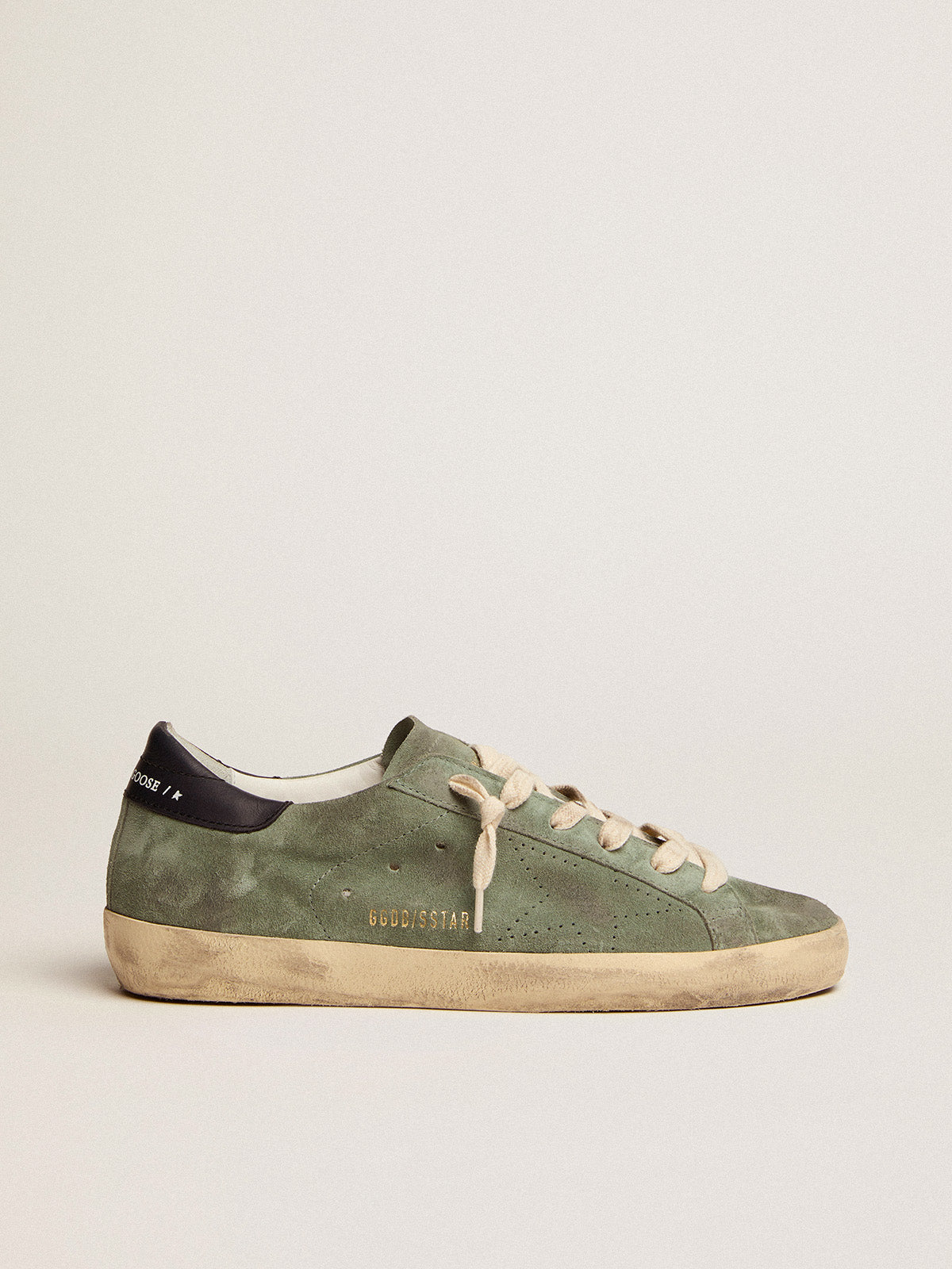 Women's Super-Star in military green suede with perforated star| Golden Goose