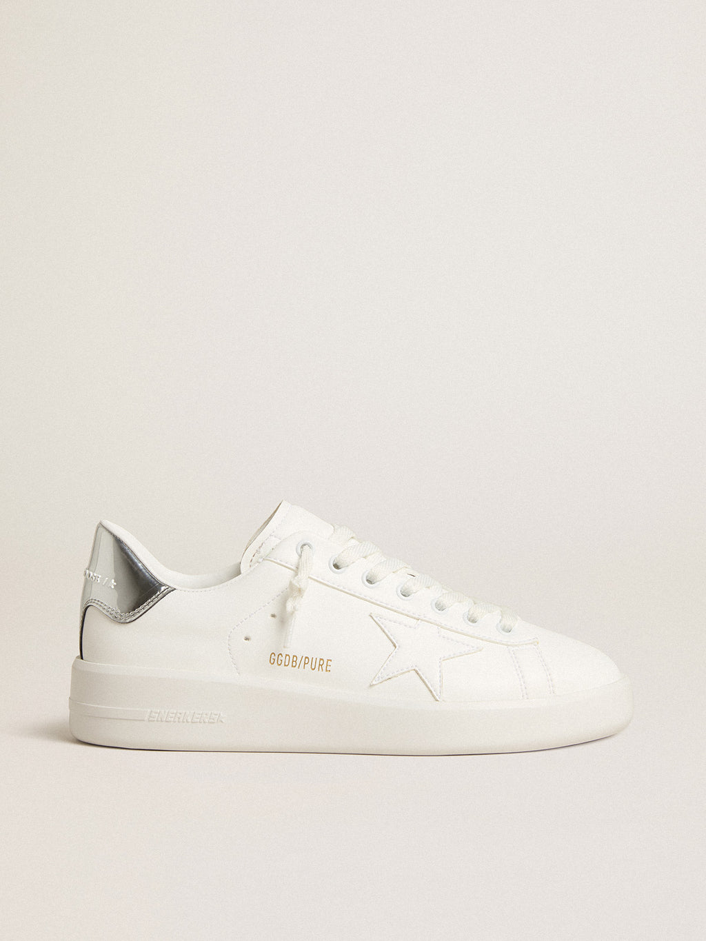 Women's bio-based Purestar with white star and mirror-effect heel tab| Golden Goose