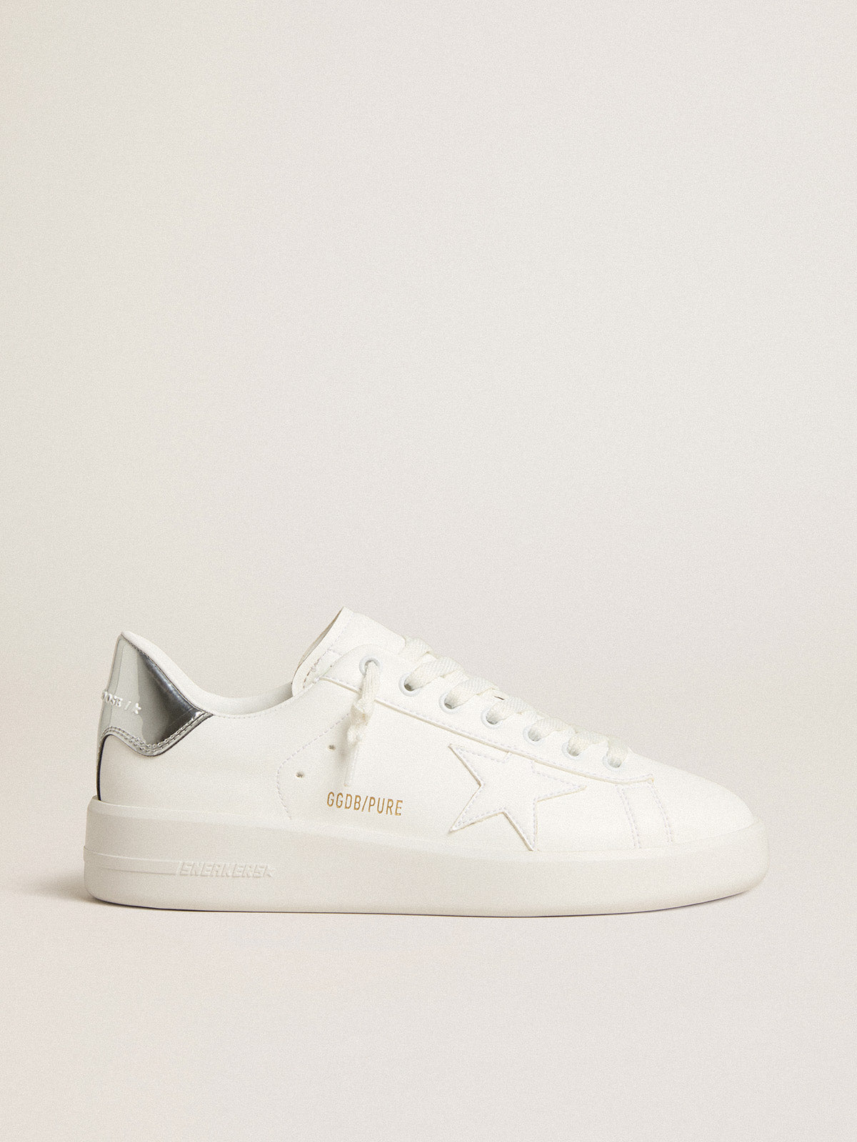 Women's bio-based Purestar with white star and mirror-effect heel tab| Golden Goose