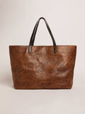 Pasadena Bag in hammered leather with leopard print and contrasting black handles| Golden Goose