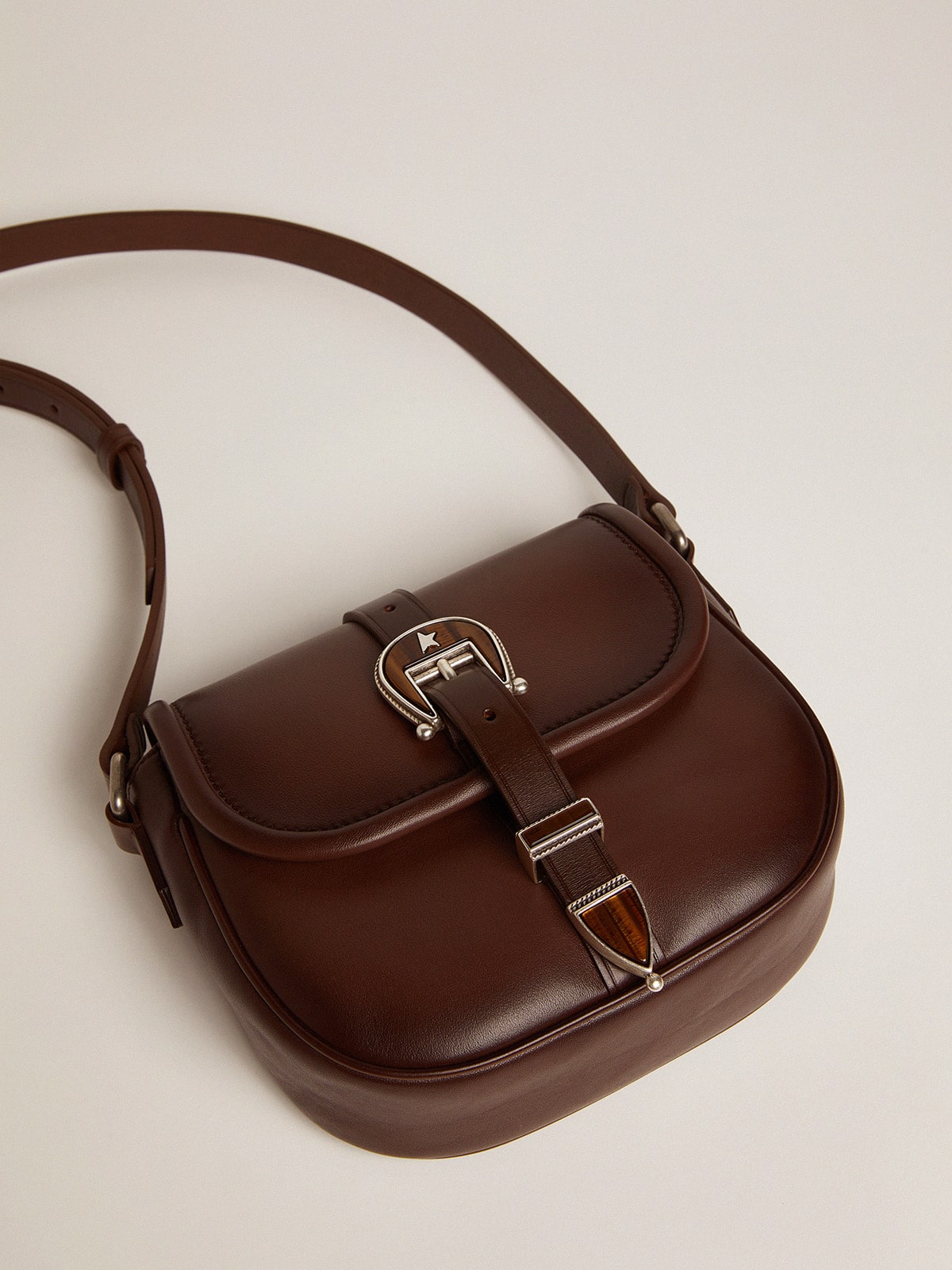 Women's small Rodeo Bag in dark tan leather| Golden Goose