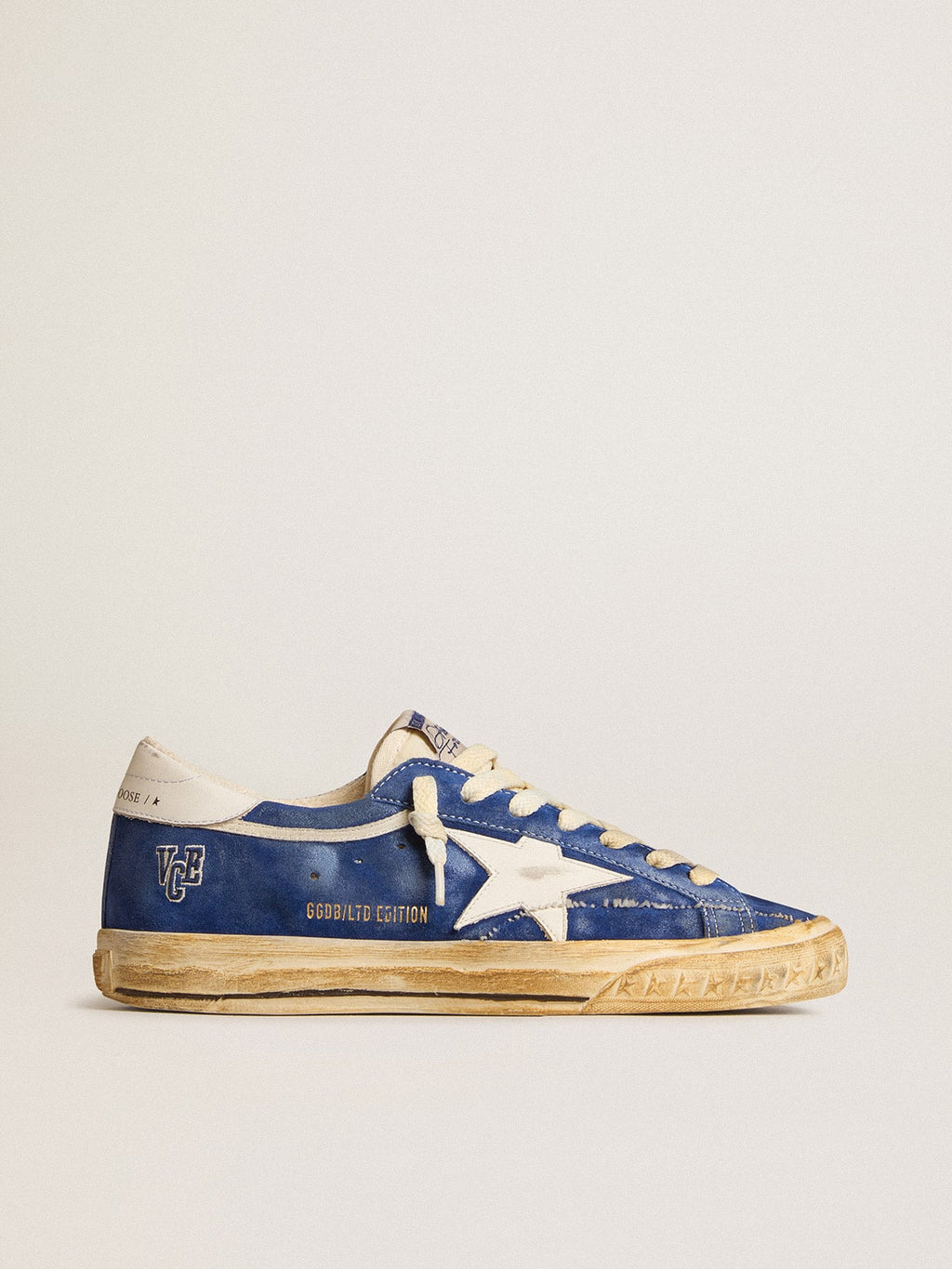 Super-Star in blue suede with white leather star and heel tab| Golden Goose