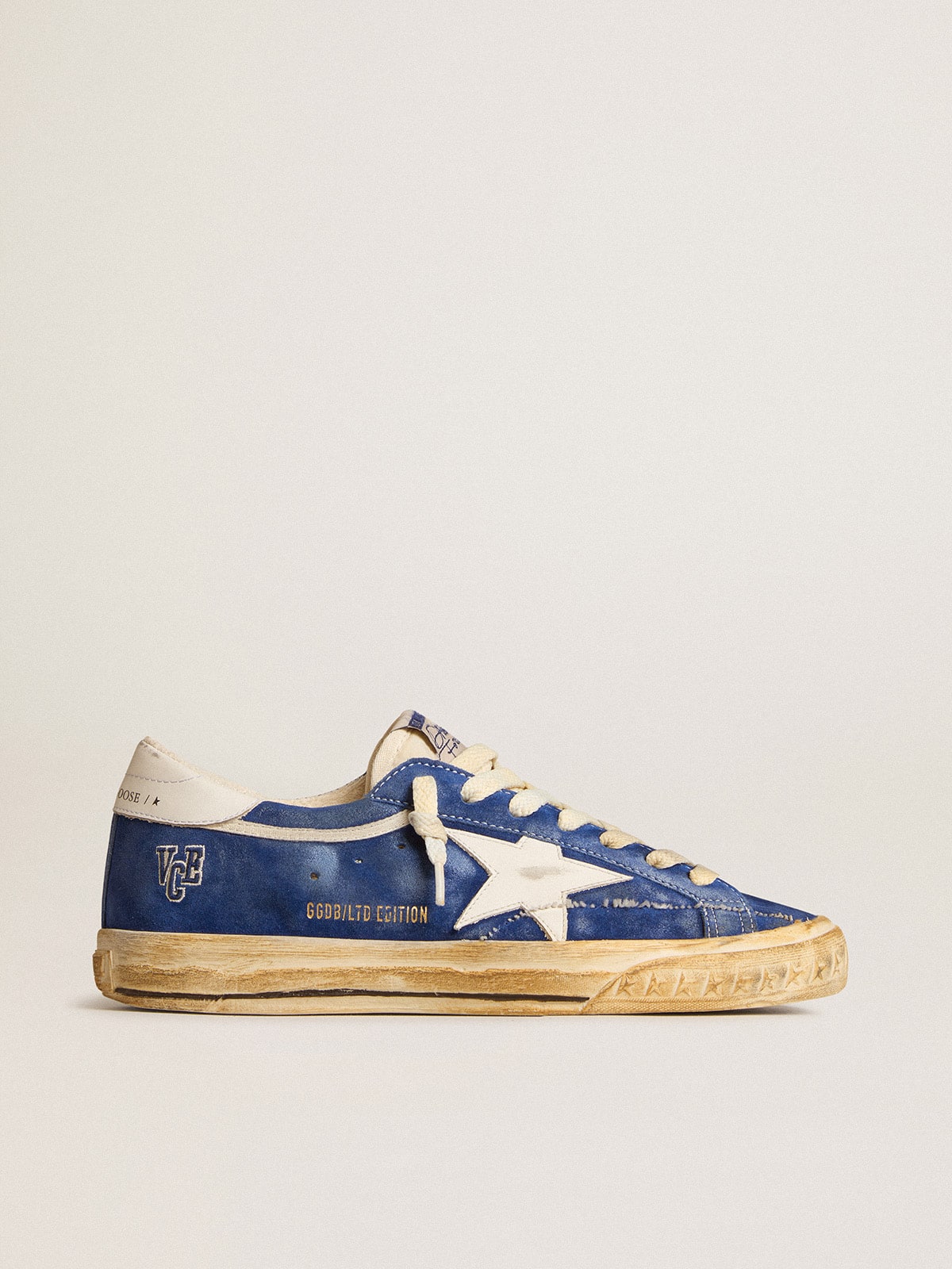 Super-Star in blue suede with white leather star and heel tab| Golden Goose