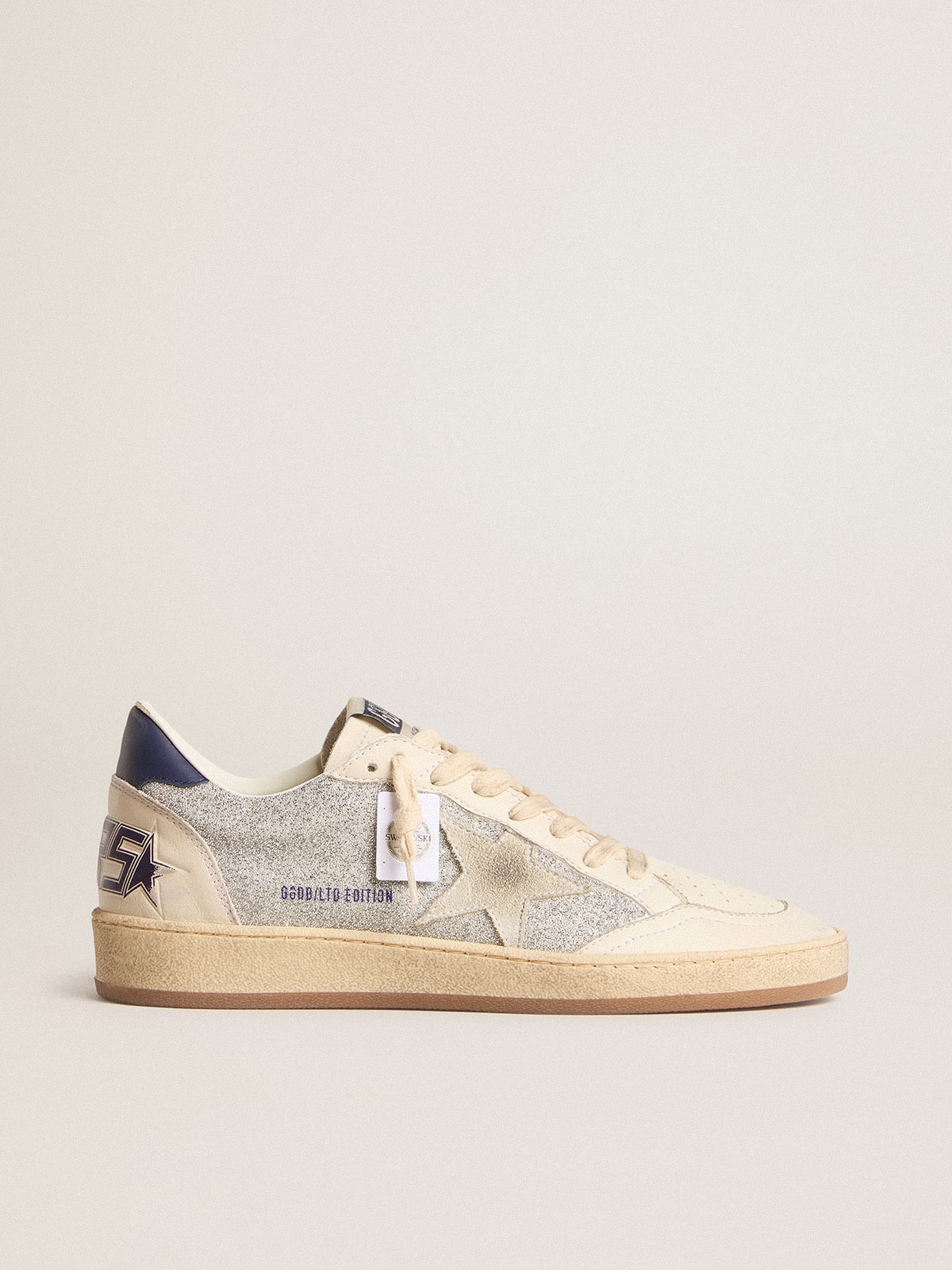 Women's Ball Star LTD in Swarovski crystals and leather with white suede star| Golden Goose