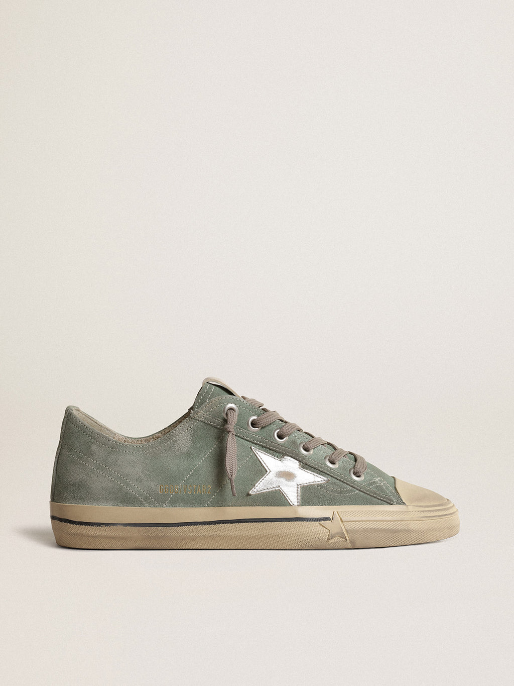 V-Star in military-green suede with a laminated leather star| Golden Goose