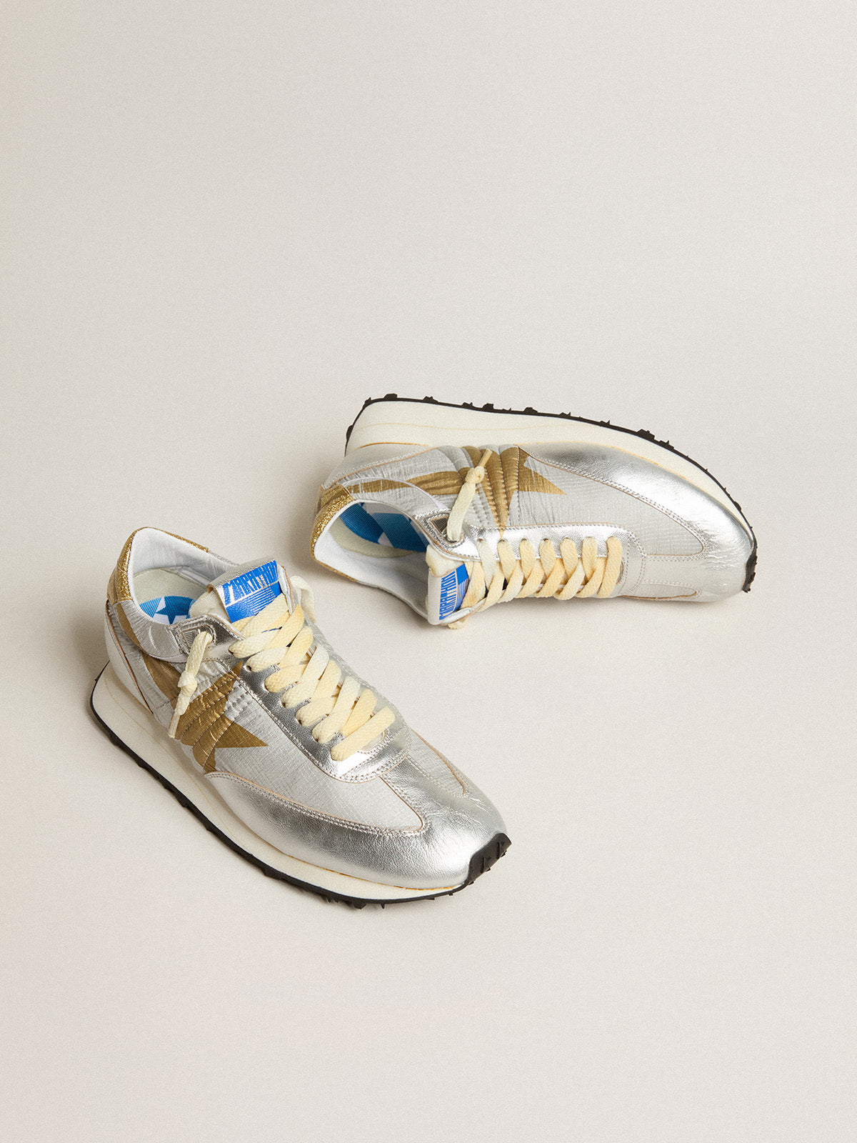 Women's Marathon with silver ripstop nylon upper and gold star| Golden Goose