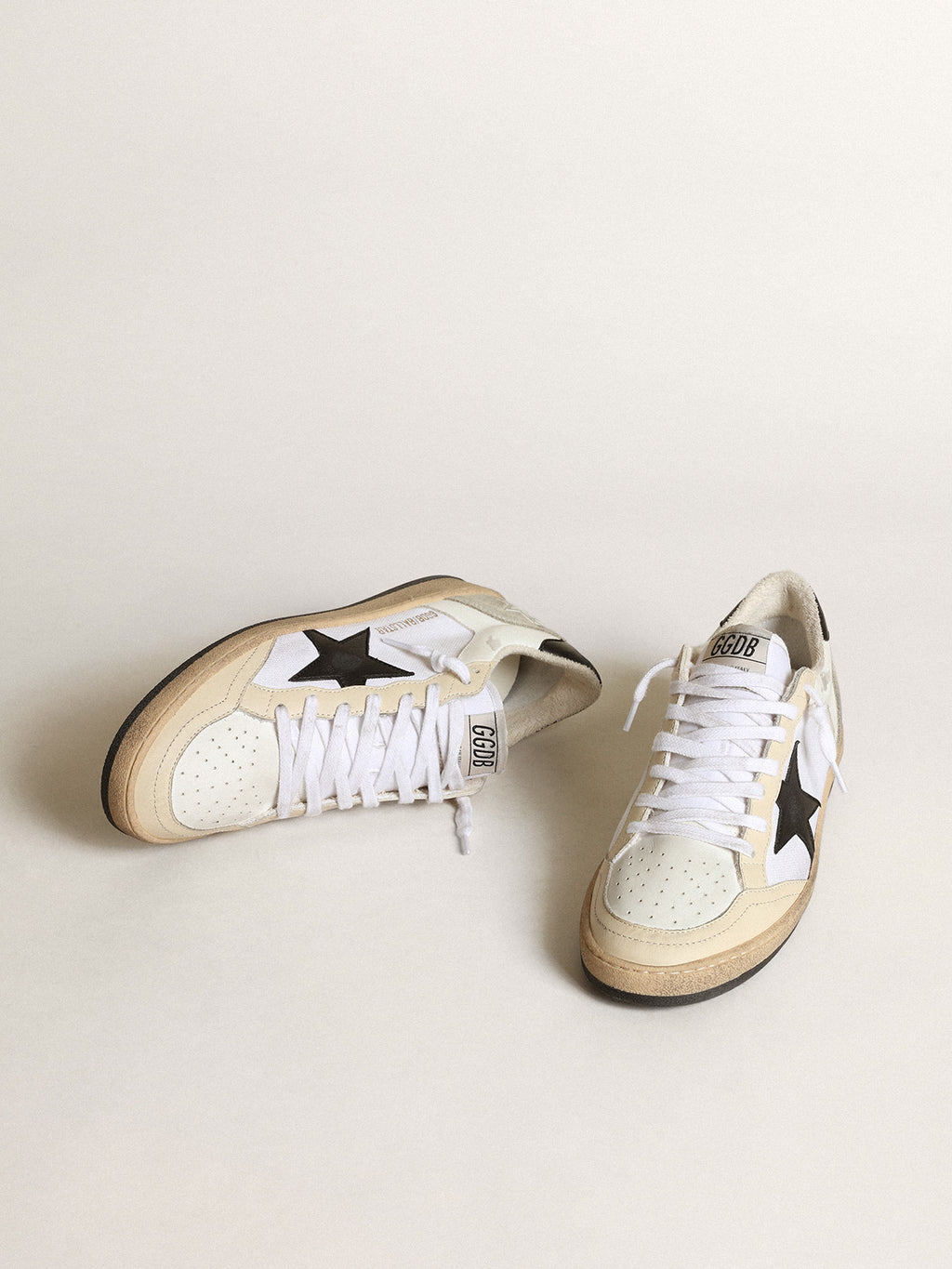 Women's Ball Star in white canvas and leather with black star| Golden Goose