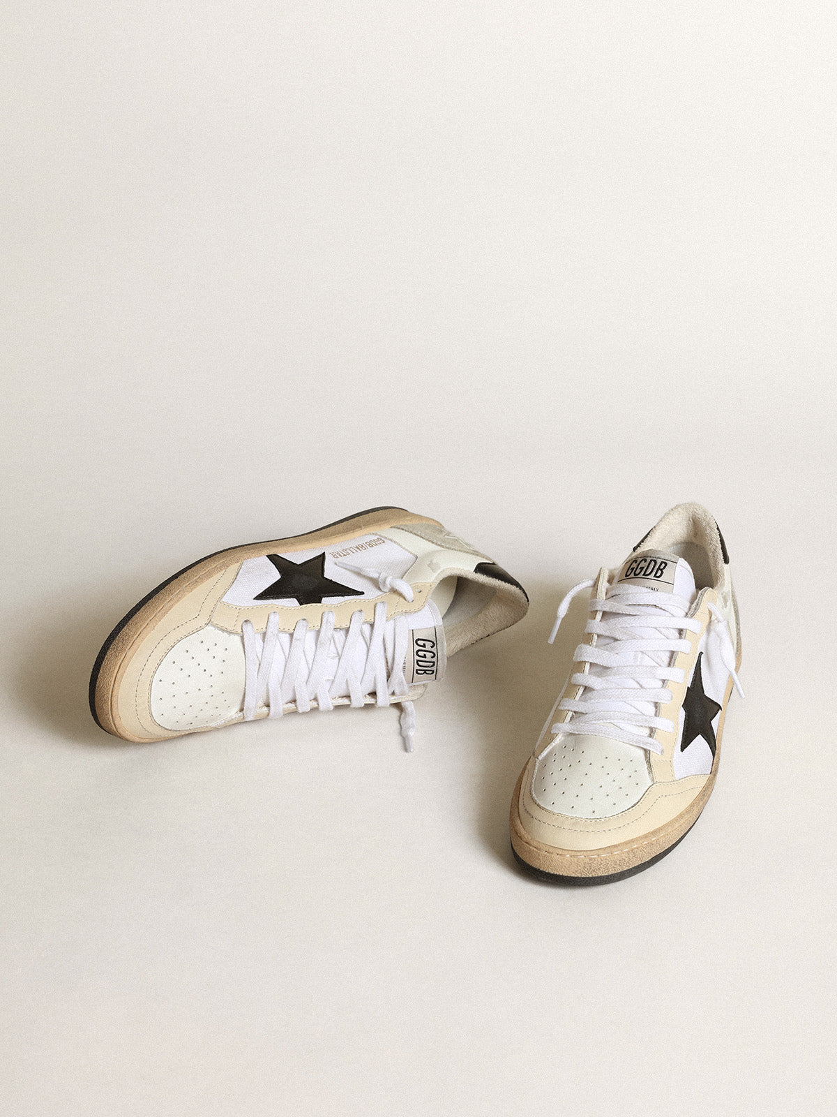 Women's Ball Star in white canvas and leather with black star| Golden Goose