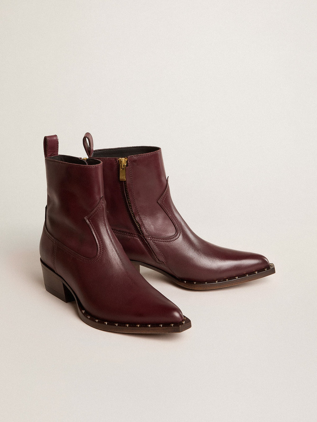 Womens's low Debbie boots in burgundy leather| Golden Goose