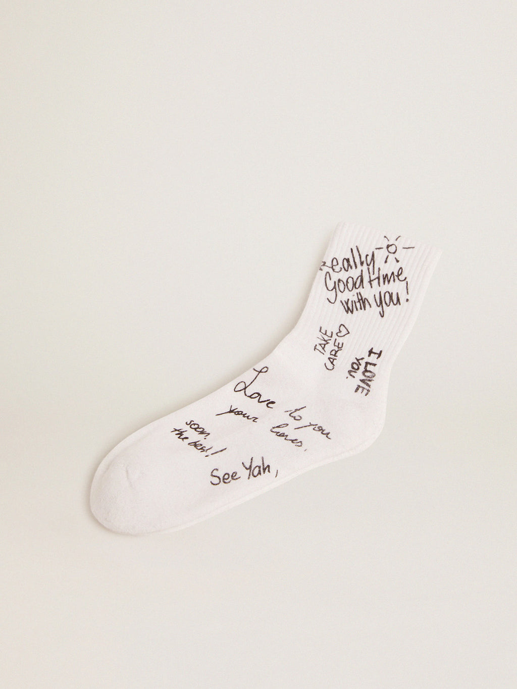 Optical white socks with black lettering| Golden Goose