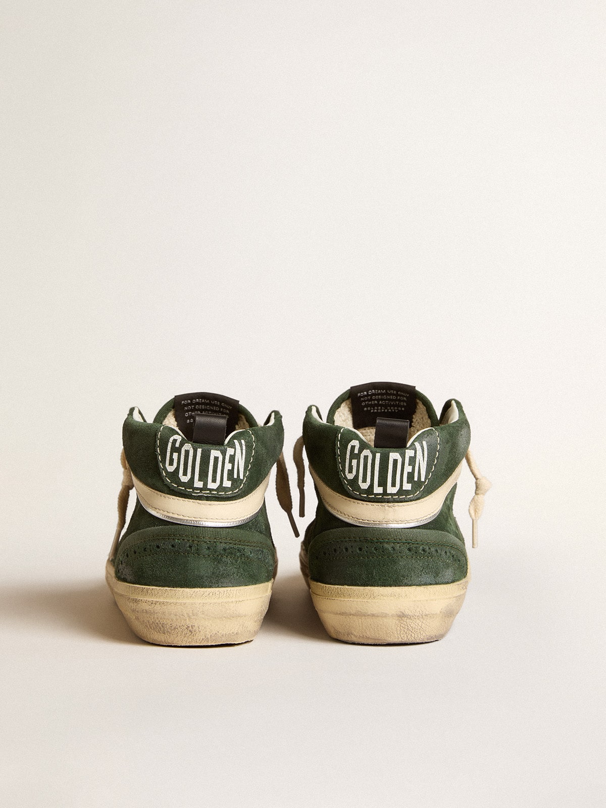 Mid Star in green suede with silver glitter star and leather flash| Golden Goose