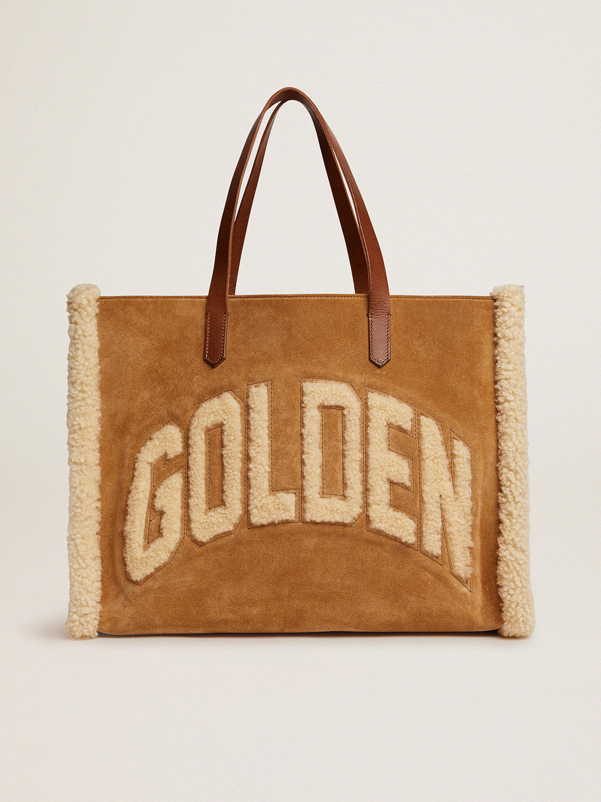 East-West California Bag in suede leather with shearling| Golden Goose