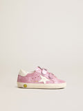 Junior Old School in metallic pink suede with white leather star and heel tab| Golden Goose