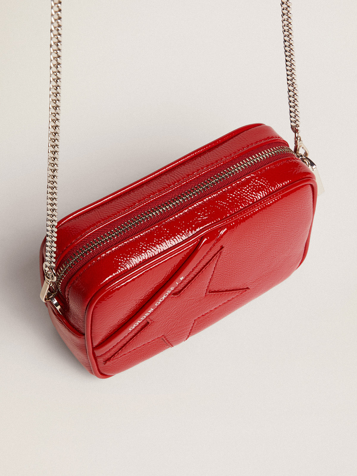 Women's Mini Star Bag in red painted leather with tone-on-tone star| Golden Goose