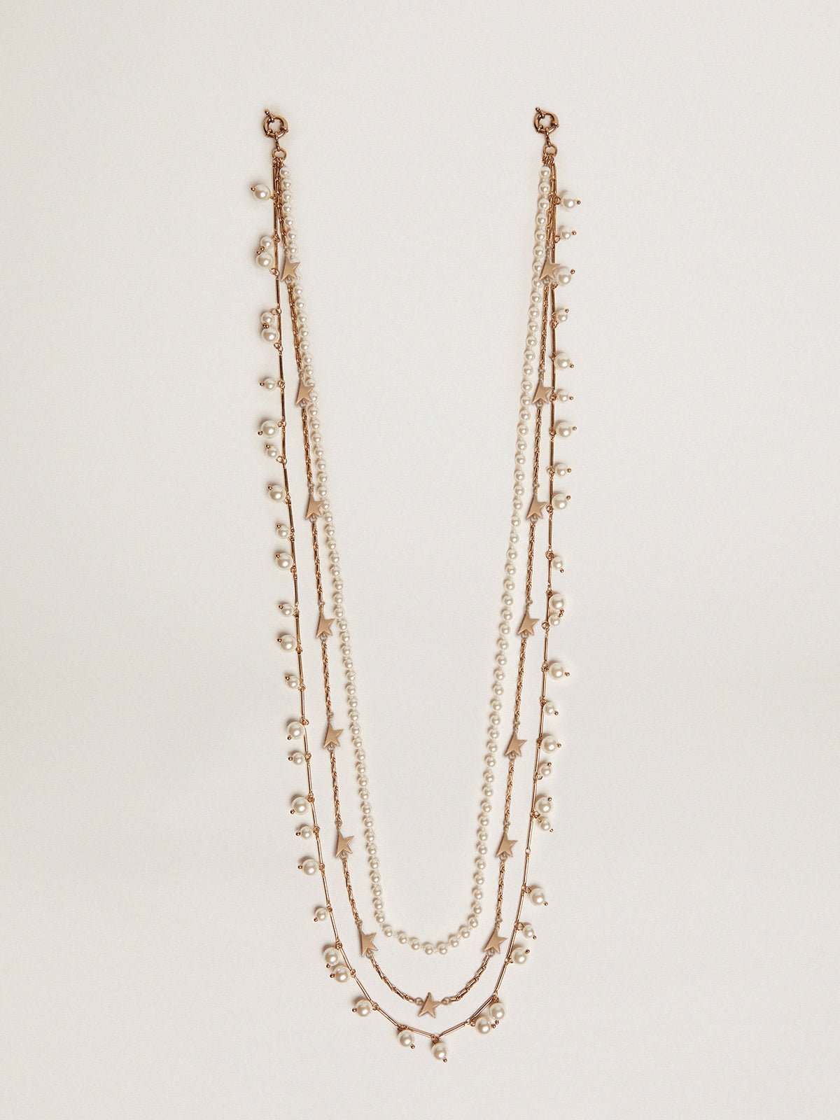 Women's necklace with four antique gold-colored heritage chains| Golden Goose