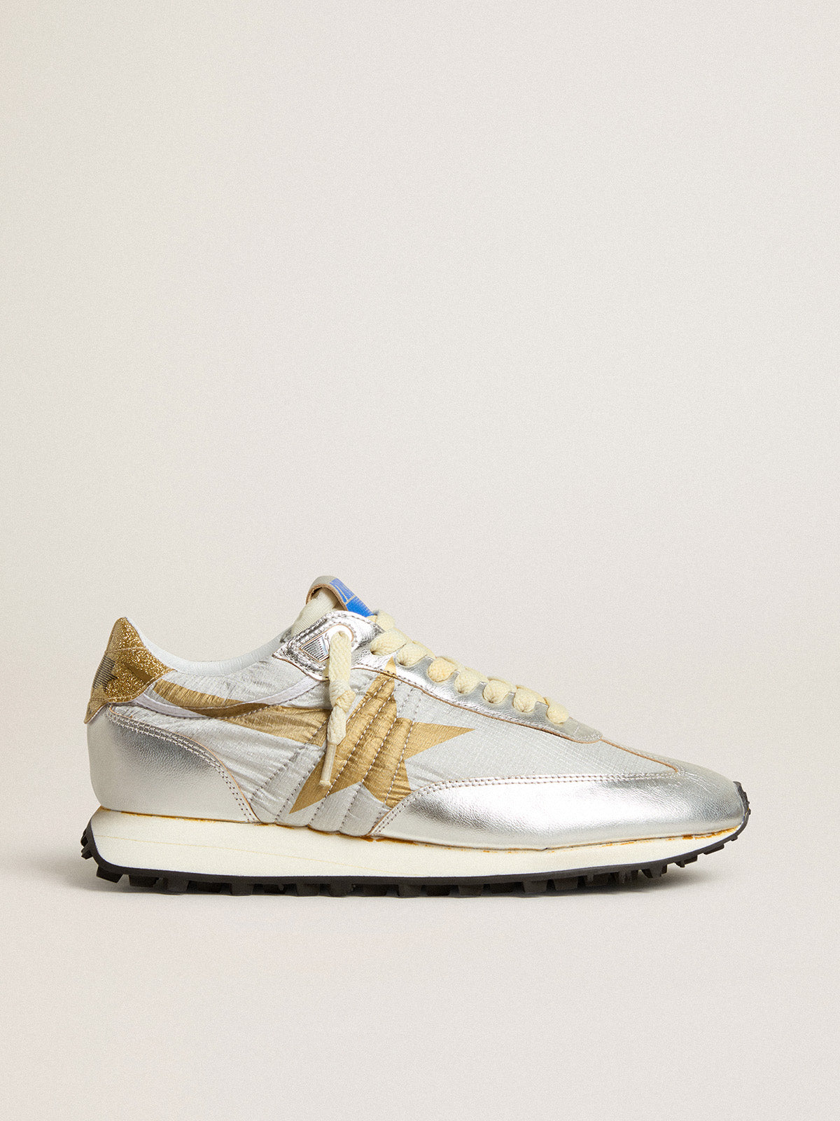 Women's Marathon with silver ripstop nylon upper and gold star| Golden Goose