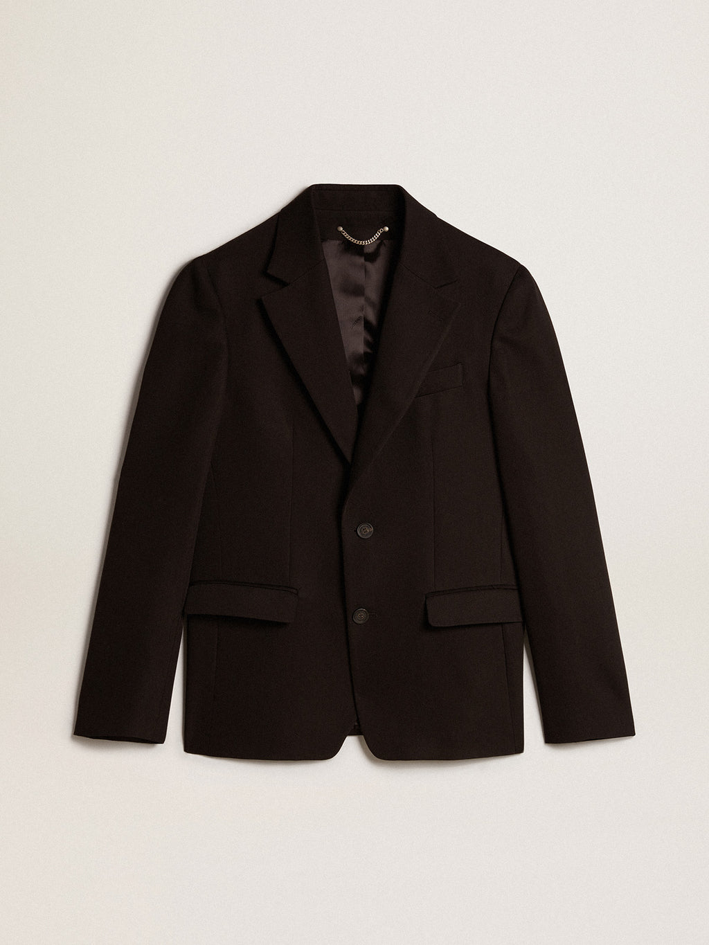 Black wool and viscose blend single-breasted blazer| Golden Goose