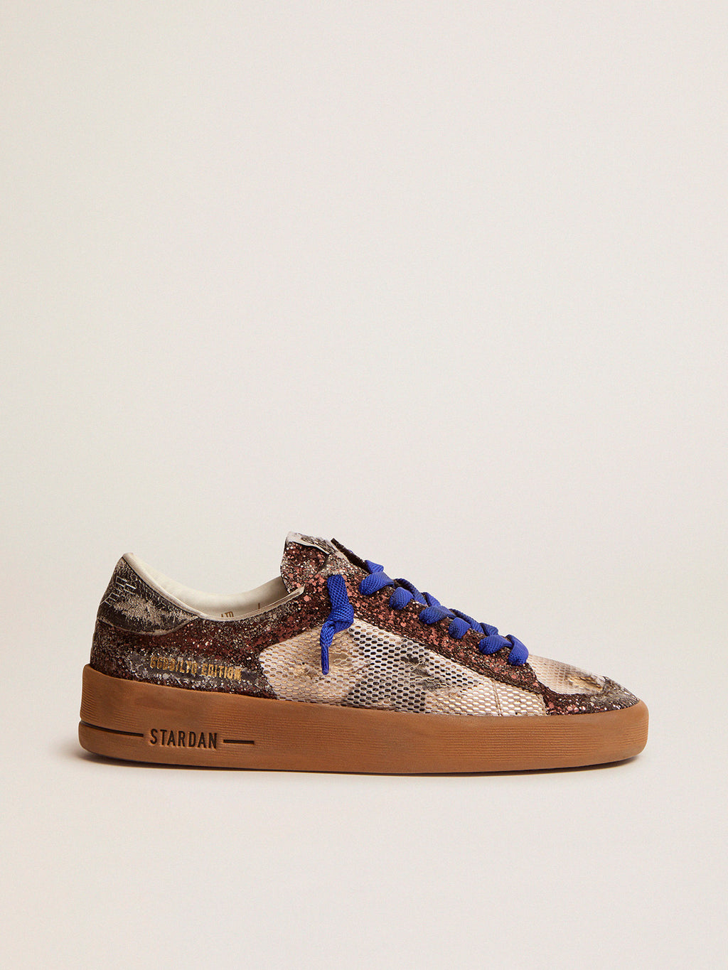 Women's Stardan LAB sneakers with brown glitter upper and black star| Golden Goose