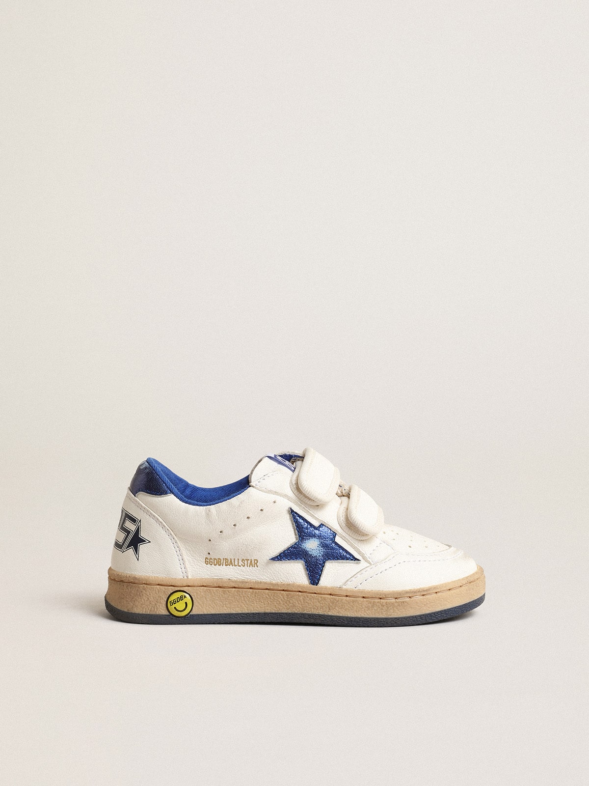 Ball Star Junior with blue metallic leather star and heel tab| Golden Goose
