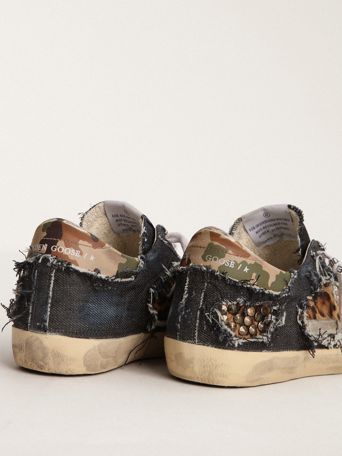 Women's Super-Star LAB sneakers in denim and leopard-print pony skin| Golden Goose