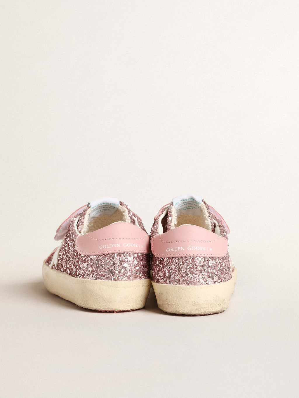 Old School Young in lilac glitter with white star and pink heel tab| Golden Goose