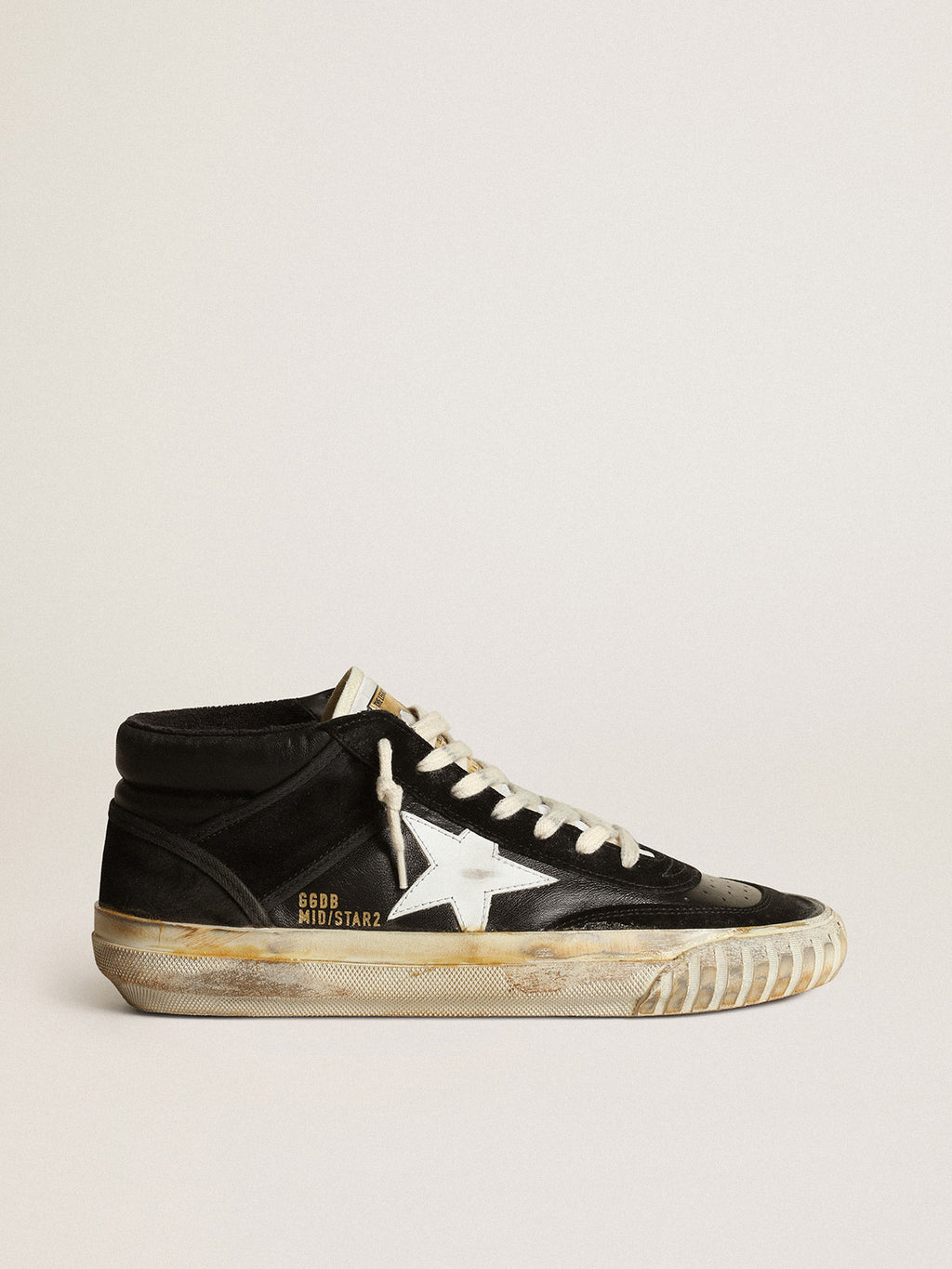 Women's Mid Star in black nappa and suede with white leather star| Golden Goose
