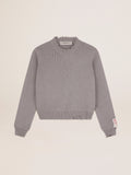 Women's round-neck sweater in gray cotton| Golden Goose