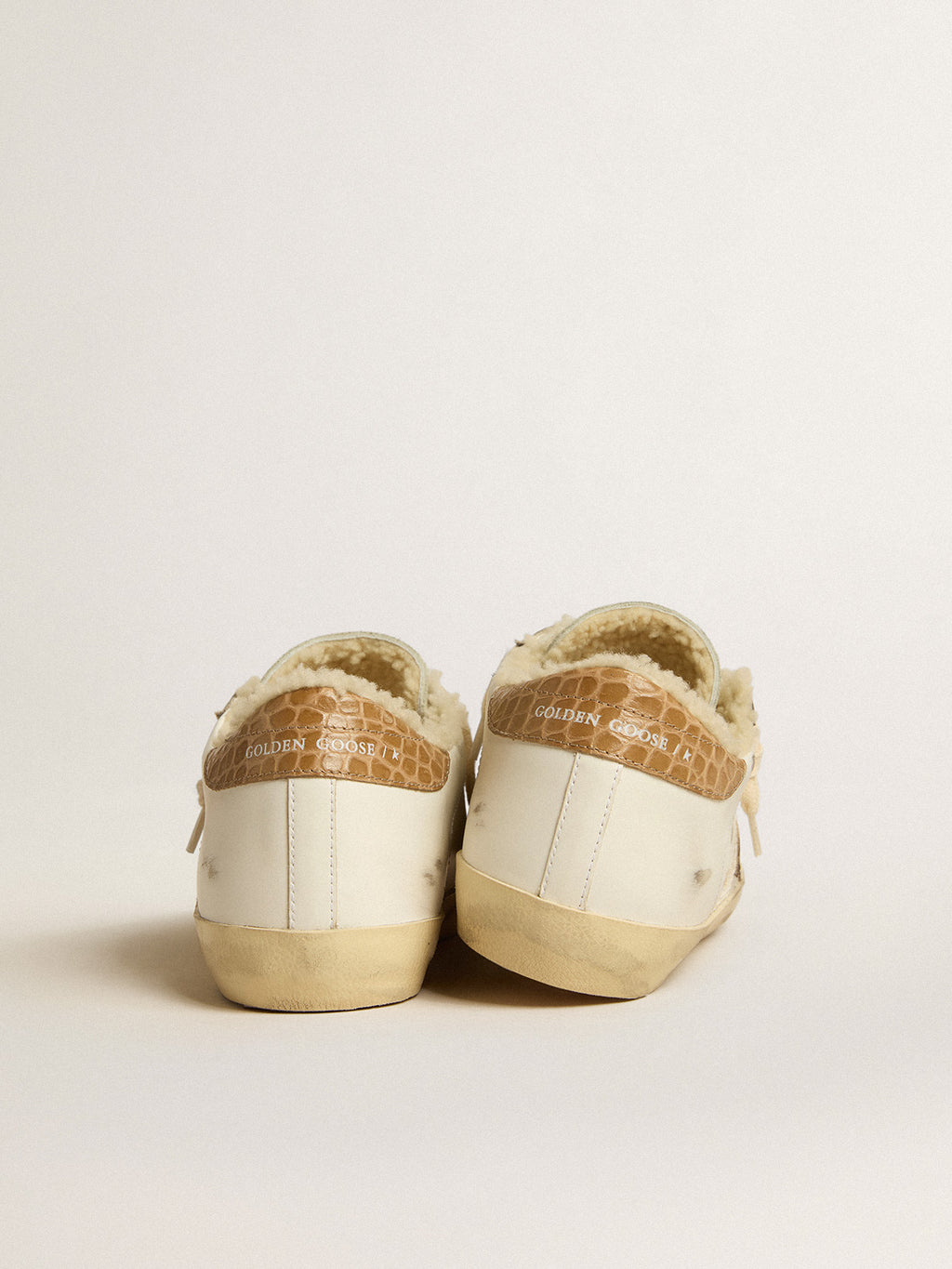 Super-Star with silver leather star and crocodile-print leather heel tab| Golden Goose