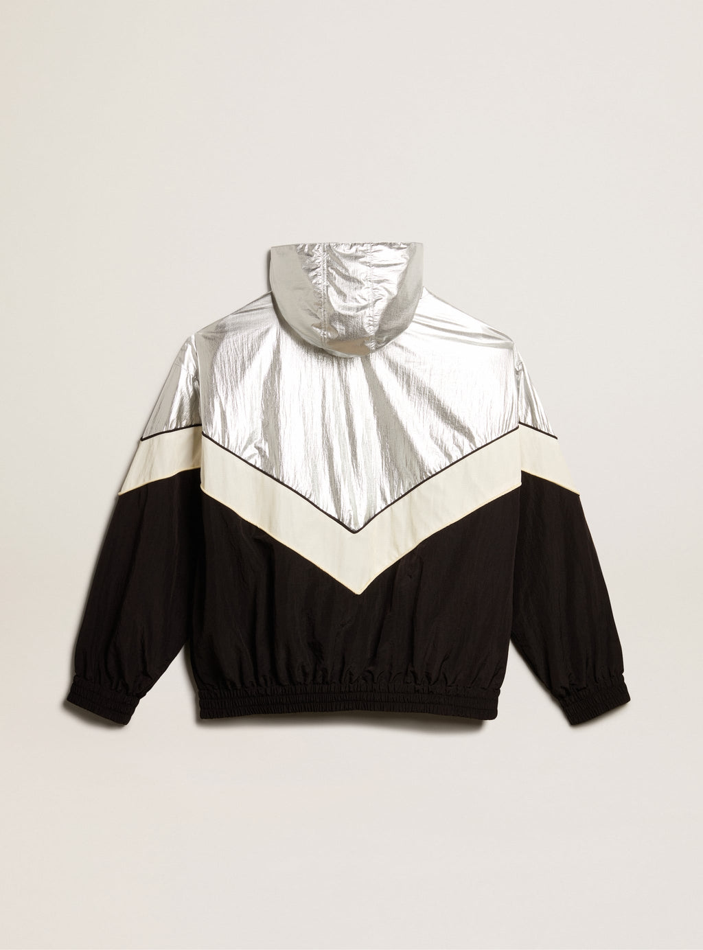 Men's windcheater in silver and black technical fabric| Golden Goose
