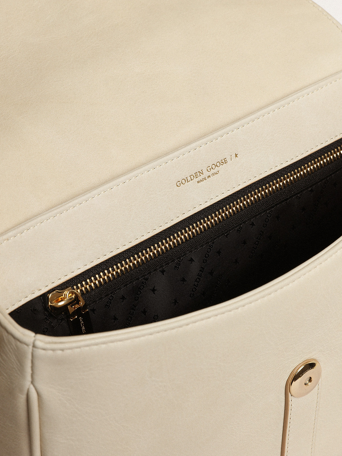 Medium Sally Bag in porcelain leather with buckle and contrasting shoulder strap| Golden Goose