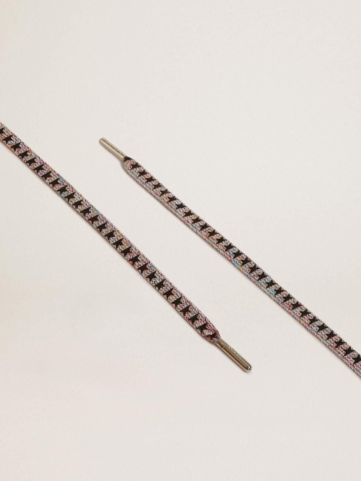 Multicolor Lurex laces with contrasting black stars| Golden Goose