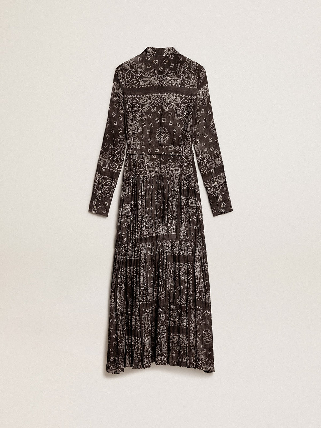 Anthracite-gray shirt dress with paisley print| Golden Goose