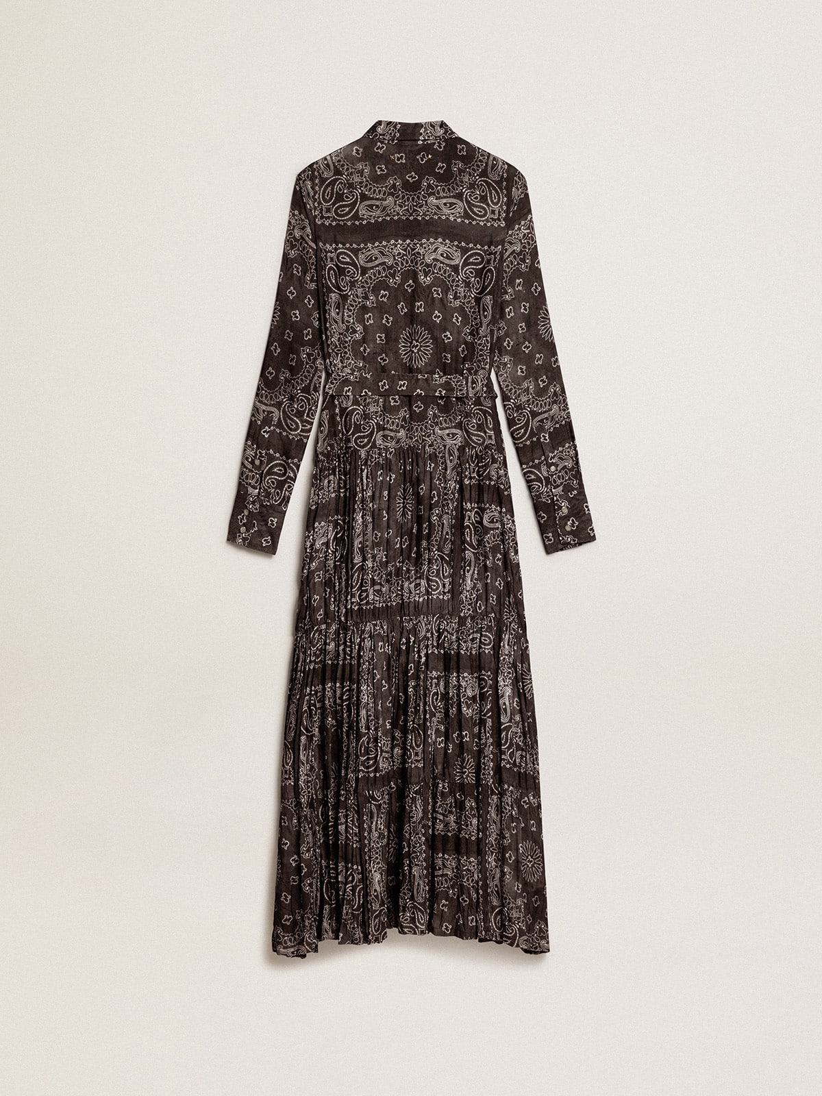 Anthracite-gray shirt dress with paisley print| Golden Goose