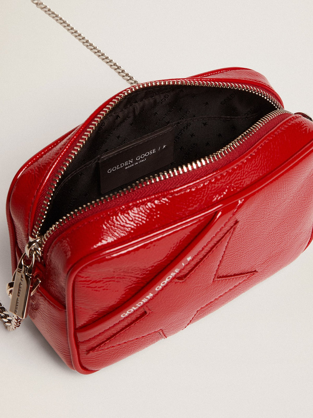 Women's Mini Star Bag in red painted leather with tone-on-tone star| Golden Goose