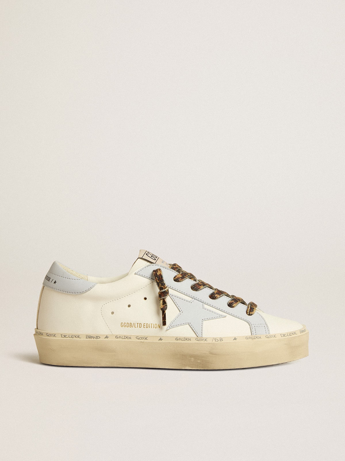 Hi Star LTD in leather with light blue leather star and heel tab| Golden Goose