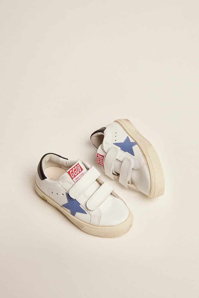 Old School Juniors with blue star and dark blue heel tab| Golden Goose