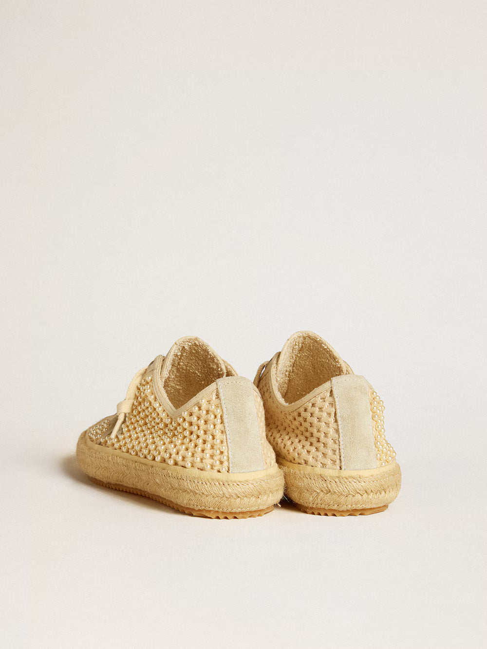 V-Star in canvas with all-over pearls and raffia| Golden Goose