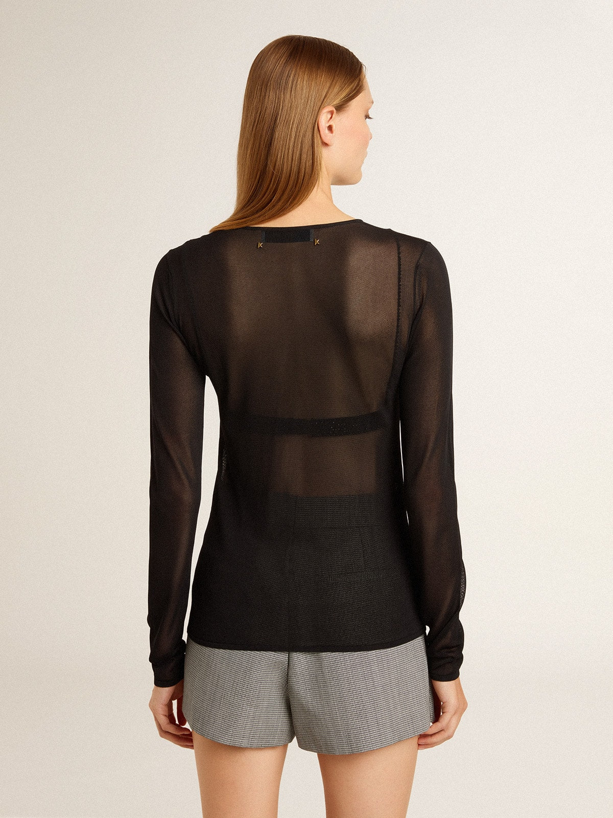Women's black crew neck t-shirt| Golden Goose