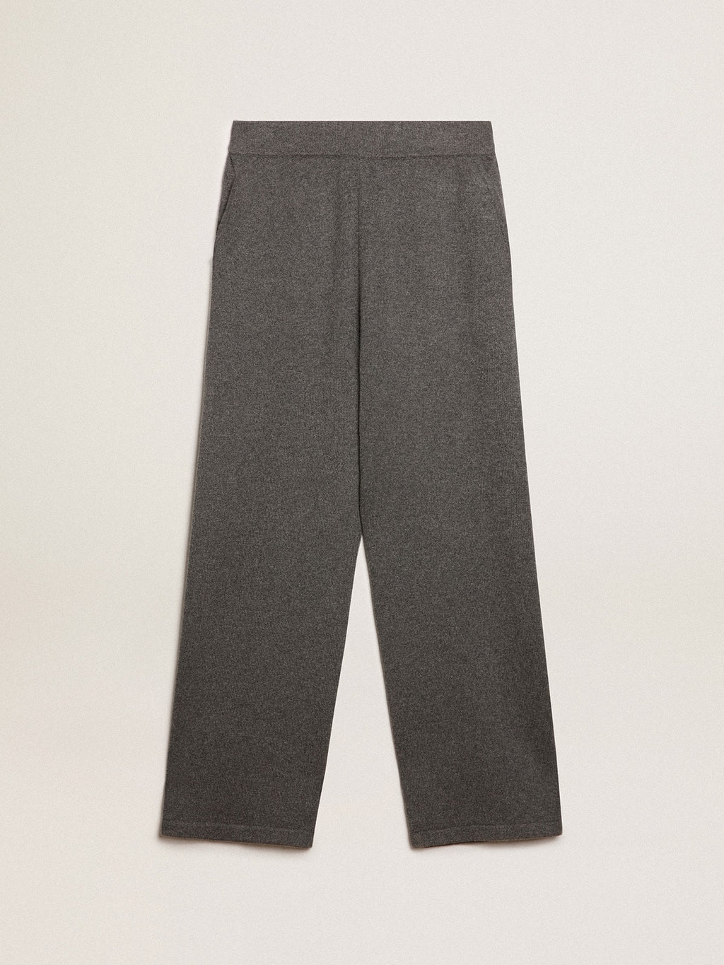 Men's gray melange cashmere blend joggers| Golden Goose