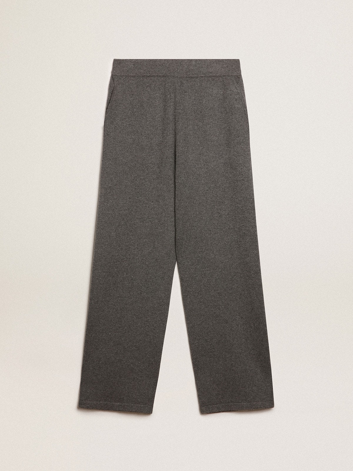 Men's gray melange cashmere blend joggers| Golden Goose