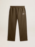 Men's military green joggers with white logo| Golden Goose