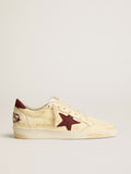 Ball Star in beige nappa with burgundy mesh star and heel tab| Golden Goose