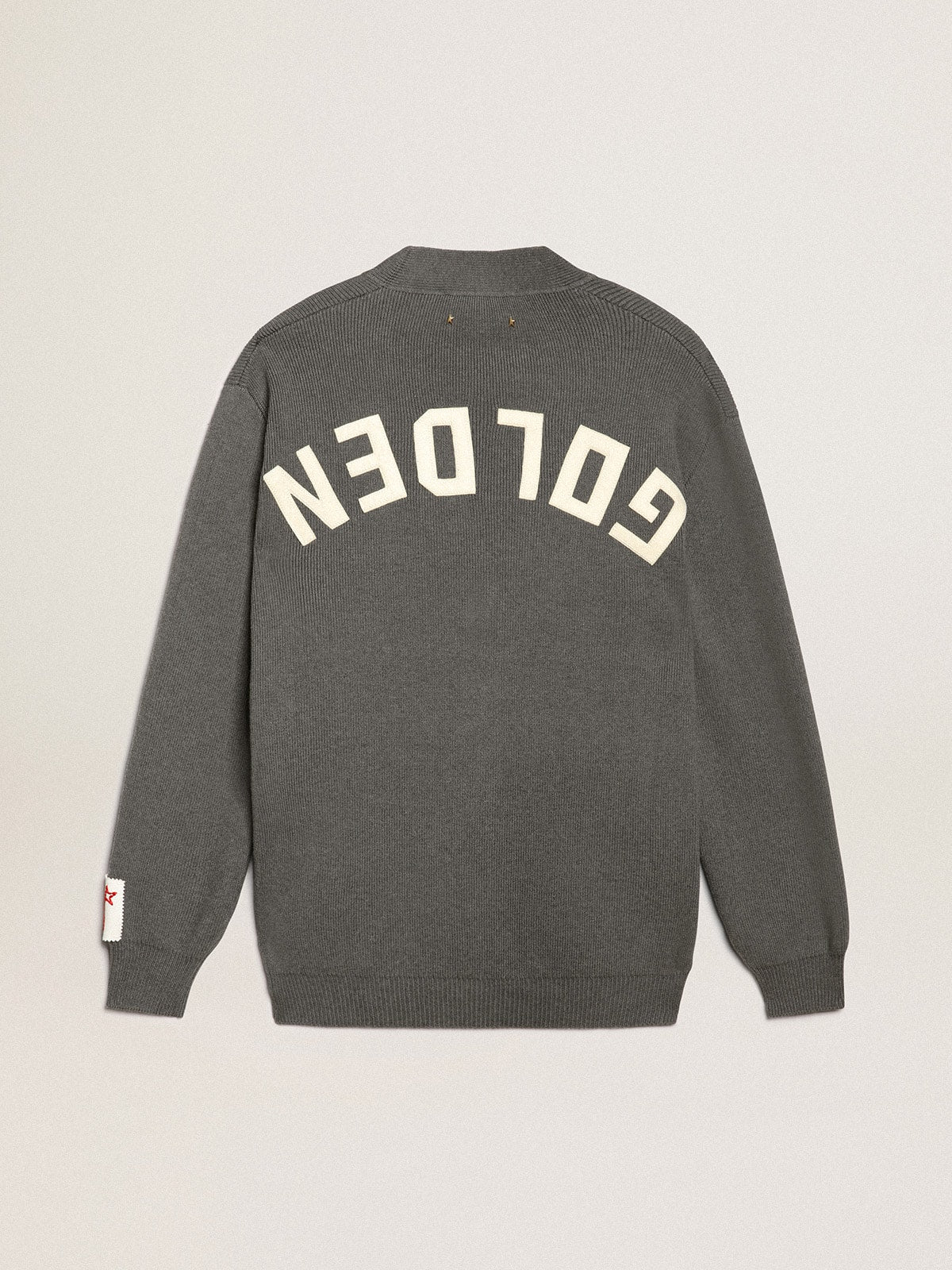 Men's grey cotton cardigan with buttons| Golden Goose