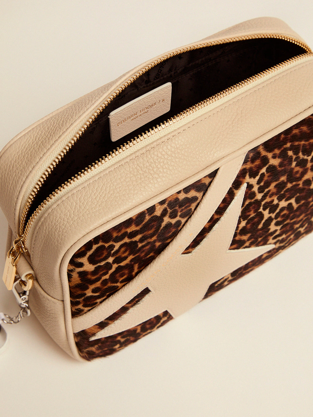 Off-white Star Bag with leopard-print pony skin insert| Golden Goose
