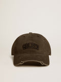 Gray distressed baseball cap with embroidery| Golden Goose